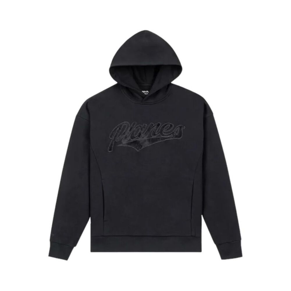 Paper Planes Hoodie Planes Script Fur Oversized Mens Black 310024